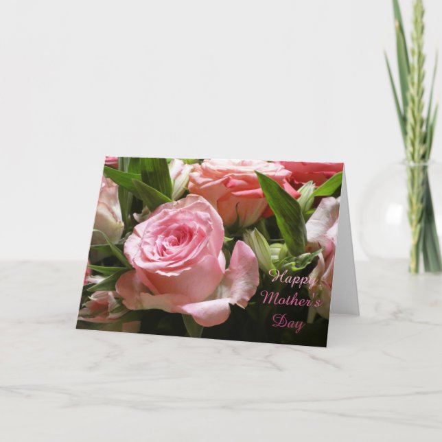 "Mother's Day Pink Rose." Greeting Card (Front)