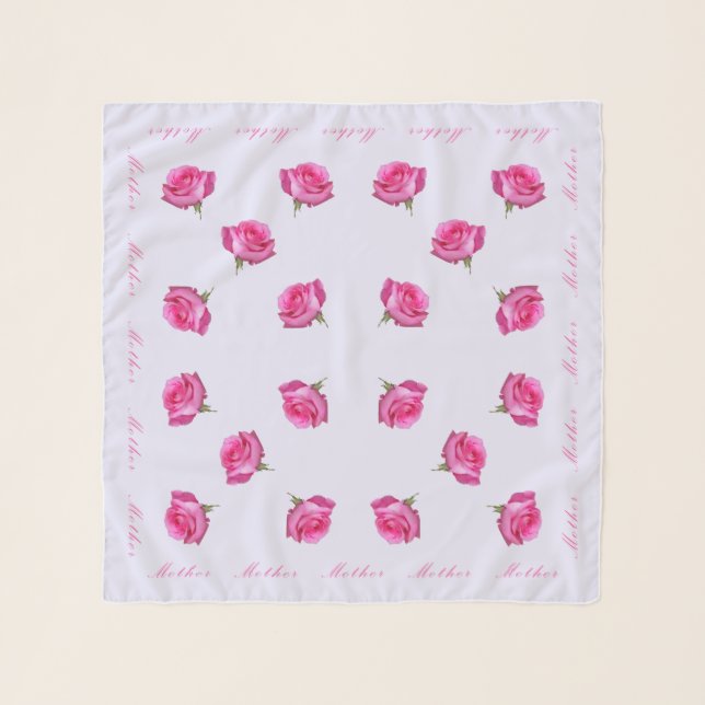 Mother's Day Pink Roses Square Chiffon Scarf (Front)