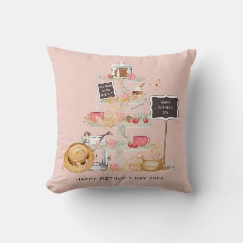  Mothers Day Pink Springtime Tier Table Throw Pillow