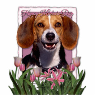 Mothers Day - Pink Tulips - Beagle Statuette