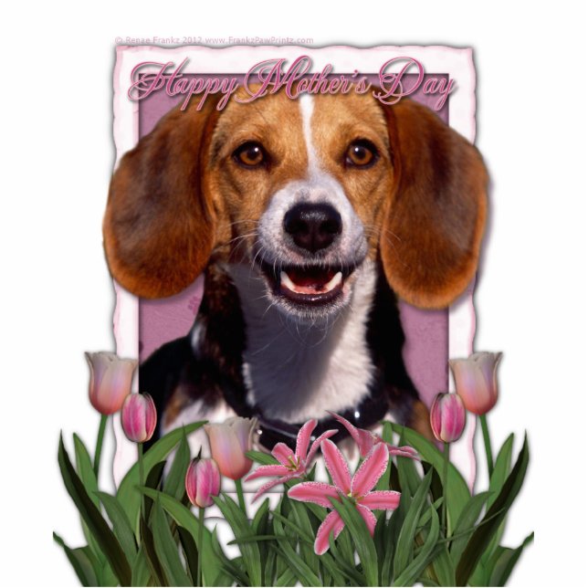 Mothers Day - Pink Tulips - Beagle Statuette (Front)