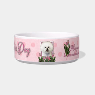Mothers Day - Pink Tulips - Bichon Frise Bowl
