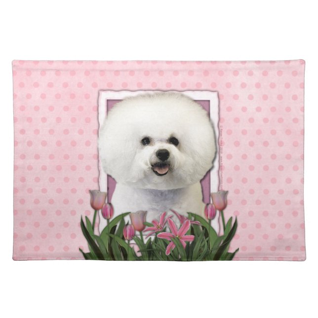 Mothers Day - Pink Tulips - Bichon Frise Placemat (Front)