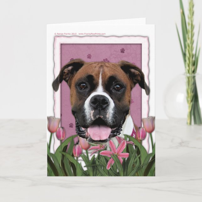 Mothers Day - Pink Tulips - Boxer - Vindy Card (Front)