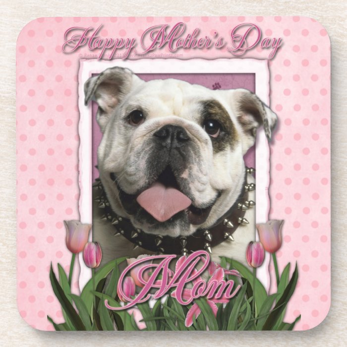 Mothers Day   Pink Tulips   Bulldog Drink Coaster