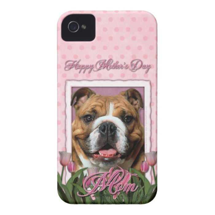 Mothers Day   Pink Tulips   Bulldog iPhone 4 Cases