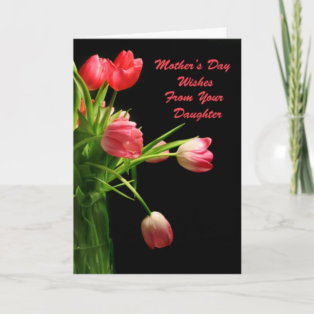 Mother's Day Pink Tulips Card (Front)