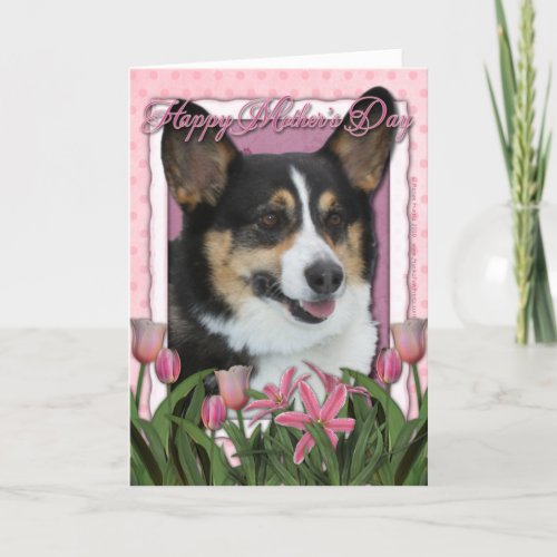 Mothers Day _ Pink Tulips _ Corgi Card