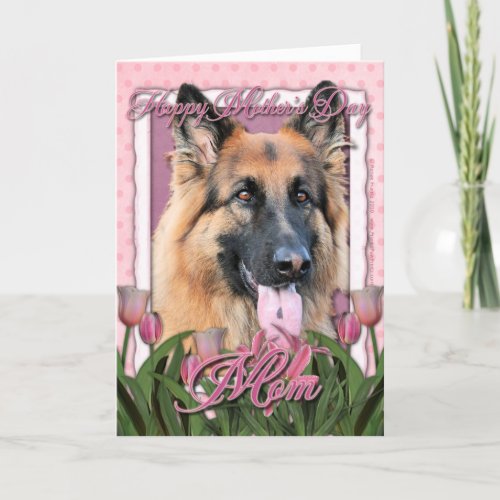 Mothers Day _ Pink Tulips _ German Shepherd Chance Card