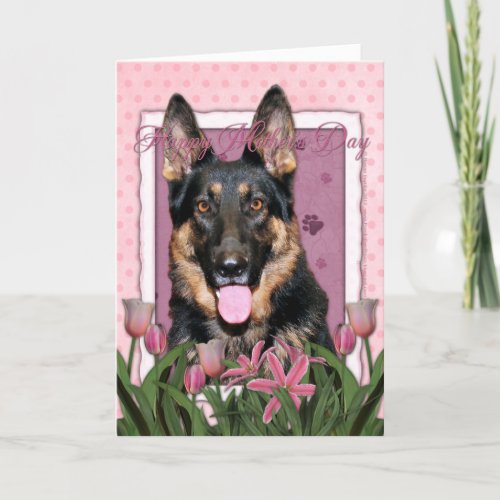Mothers Day _ Pink Tulips _ German Shepherd _ Kuno Card