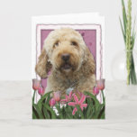 Mothers Day - Pink Tulips - Golden Doodle Card at Zazzle