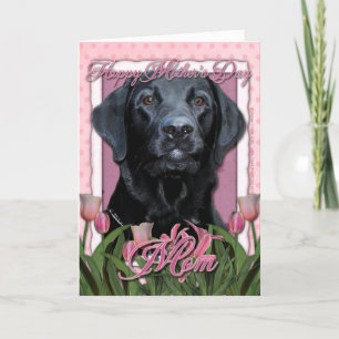 Mothers Day - Pink Tulips - Labrador - Black -Gage Card