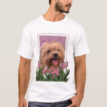 Mothers Day - Pink Tulips - Morkie - Lacey T-shirt at Zazzle