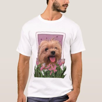 Mothers Day - Pink Tulips - Morkie - Lacey T-shirt by SayWoof at Zazzle