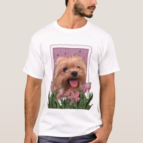 Mothers Day _ Pink Tulips _ Morkie _ Lacey T_Shirt