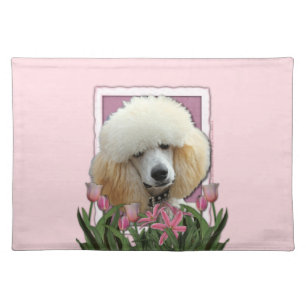 Mothers Day - Pink Tulips - Poodle - Apricot Cloth Placemat