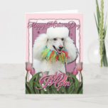 Mothers Day - Pink Tulips - Poodle - White Card at Zazzle