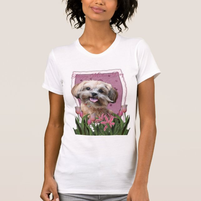 Mothers Day - Pink Tulips - ShihPoo - Maggie T-Shirt (Front)