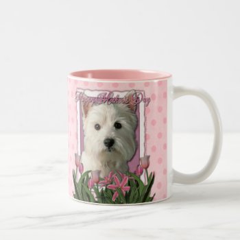 Mothers Day - Pink Tulips - West Highland Terrier Two-tone Coffee Mug by FrankzPawPrintz at Zazzle