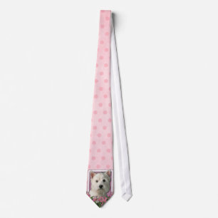 Mothers Day - Pink Tulips - Westie Neck Tie