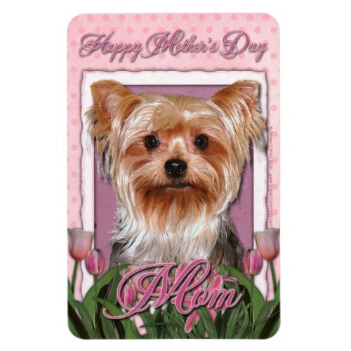 Mothers Day _ Pink Tulips _ Yorkshire Terrier Magnet