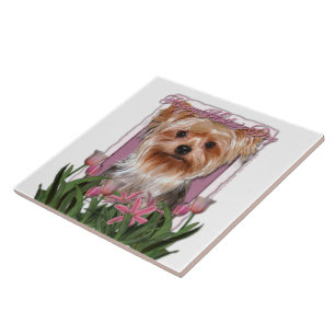 Mothers Day - Pink Tulips - Yorkshire Terrier Tile