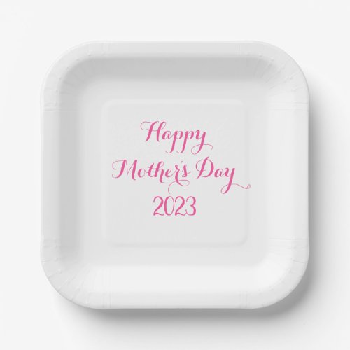 Mothers Day Pink White Custom Color 2023 Cool Paper Plates