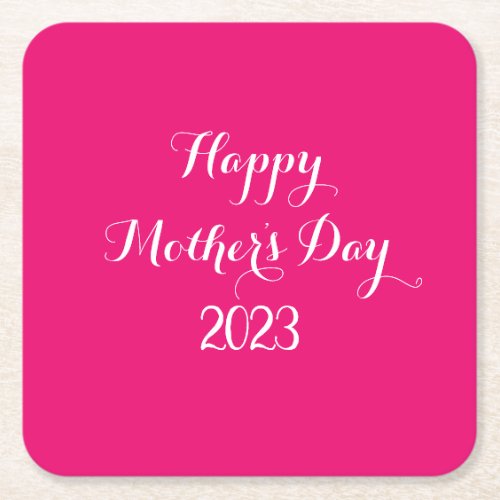 Mothers Day Pink White Custom Color Colorful Cute Square Paper Coaster