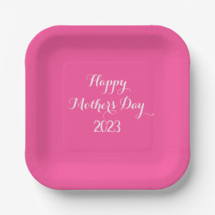 Mother's Day Pink White Custom Color Cute 2023 Paper Plates
