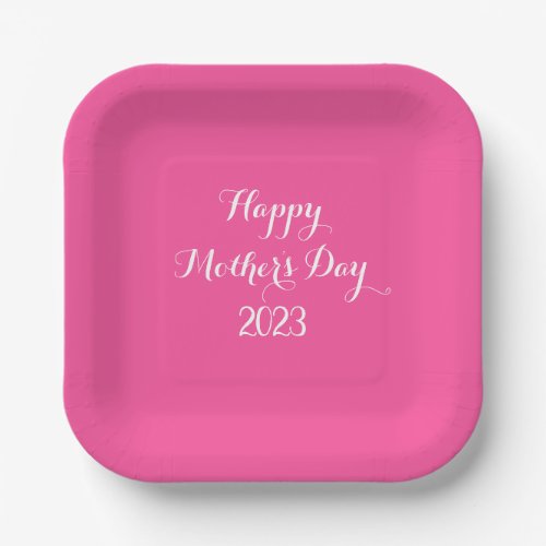 Mothers Day Pink White Custom Color Cute 2023 Paper Plates