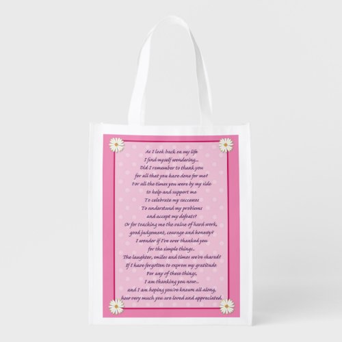 Mothers Day Poem Grocery Bag