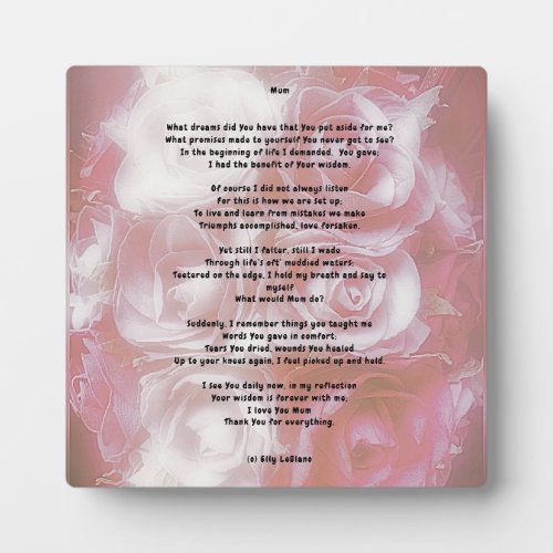 Mothers Day Poem Plaque