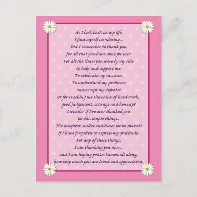 Mother's Day Poem Postcard (Front)