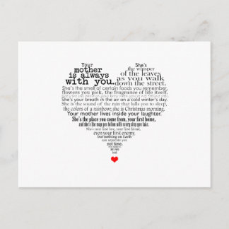 Mother's day poem postcard
