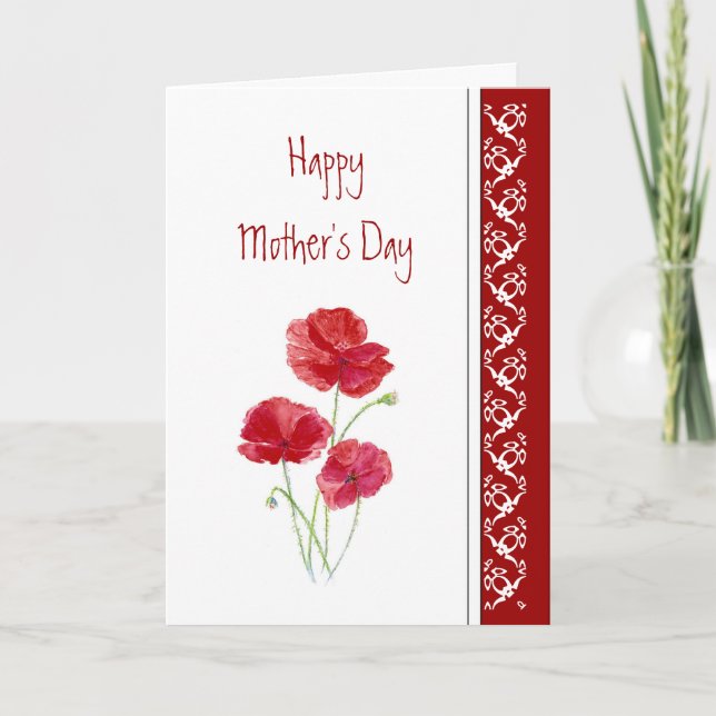 Mother's Day, Poem Red Poppies Garden Flowers Card (Front)