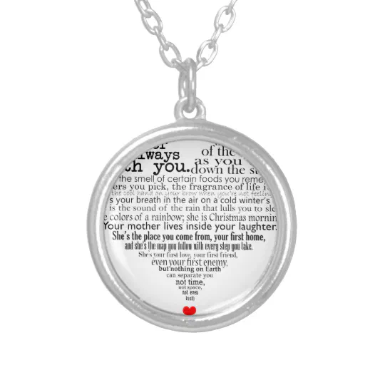 Mom Silver Plated Pendant Necklace With Poem 