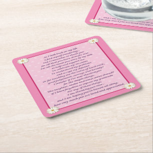 Mother's Day Poem Square Paper Coaster