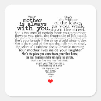 Mother's day poem square sticker