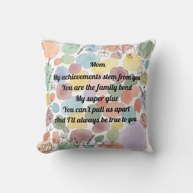 "Mother's Day Poem Throw Cushion" Pillow (Front)