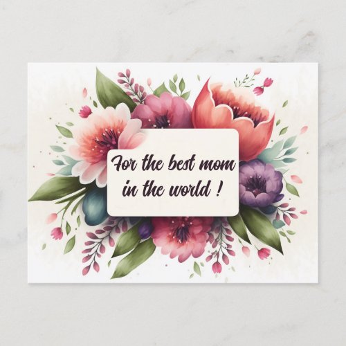 Mothers Day Postcard with Floral Bouquet Design