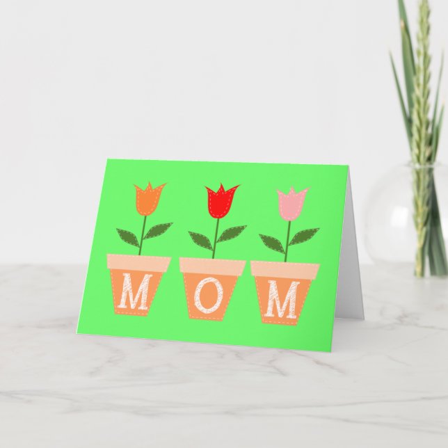 Mother's Day Potted Flowers Greeting Card (Front)