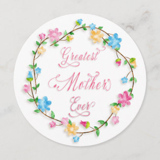 Mother's Day Pretty Floral Wreath Word Art Card