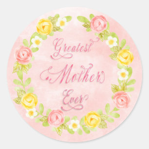 Mother's Day - Pretty Watercolor Roses 2 WA Classic Round Sticker