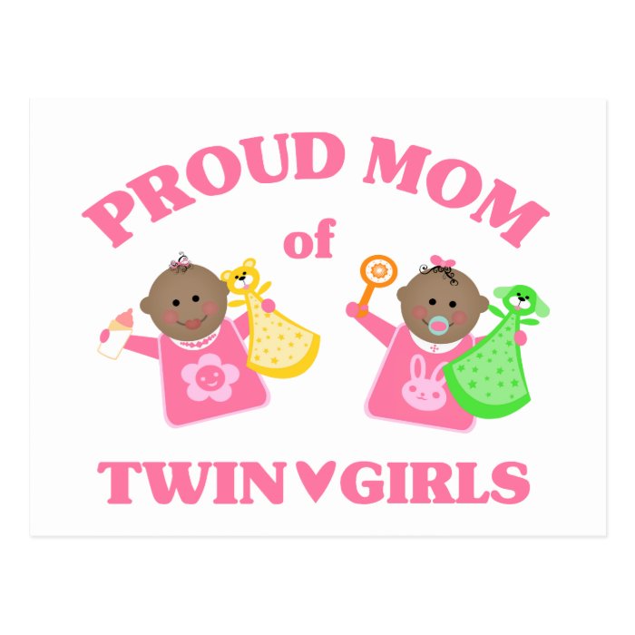 Mother's Day Proud Mom Of Twin Girls Ethnic Postcards