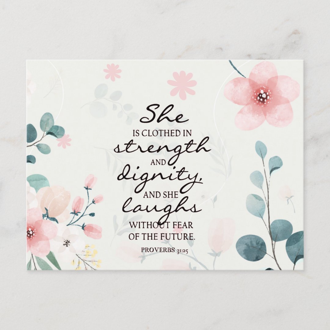 Mothers Day Proverbs 31 Bible Verse Pink Floral P Postcard Zazzle