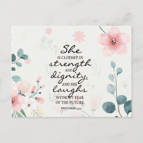Mothers Day Proverbs 31 Bible Verse Pink Floral Postcard