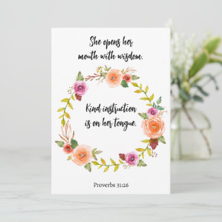 Mother's Day Proverbs Scripture Flower Watercolor Holiday Card
