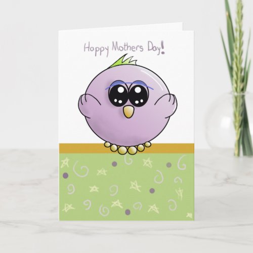 Mothers Day Purple Baby Bird Card