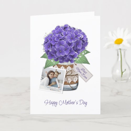 Mothers Day Purple Floral Photo  Card