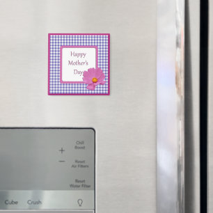 Mother's Day Purple Flower and Gingham Design Magnet